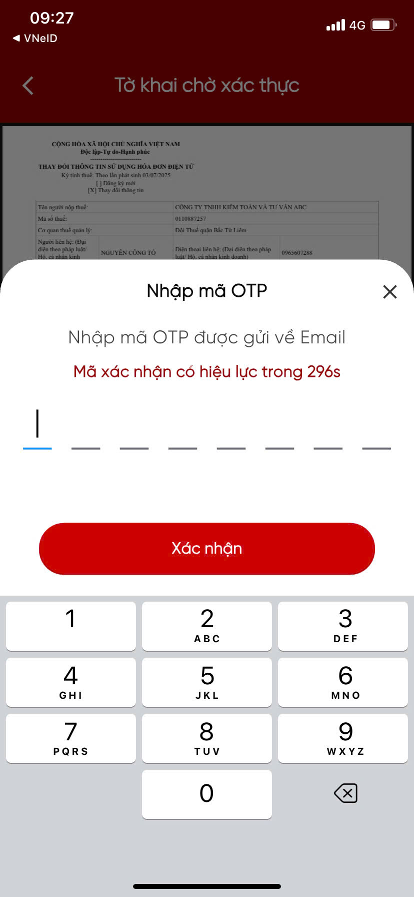 Nhập mã OTP
